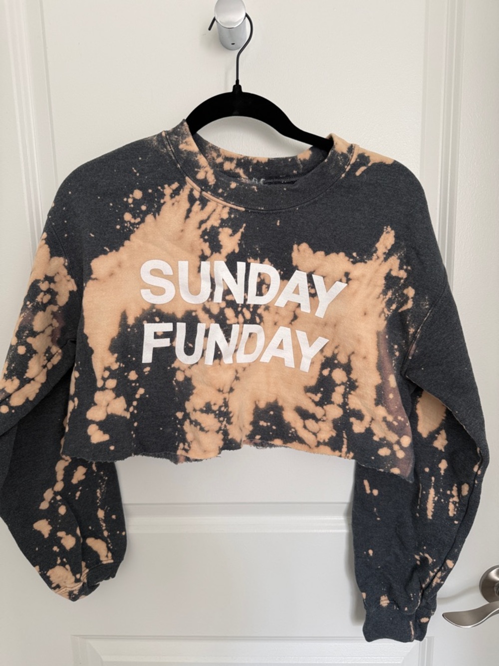 Sunday Funday Cropped Tie-Dye Sweatshirt - Black & Tan